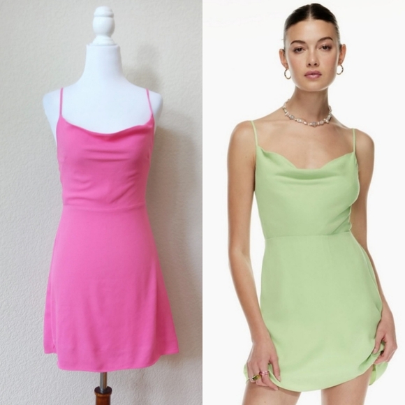 Aritzia Dresses & Skirts - Aritzia Sun•Deh pink cown neck mini dress